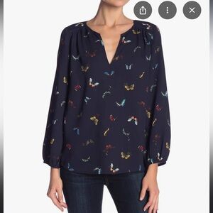 Joie Odelette blouse in midnight/navy  Butterfly Print Blouse